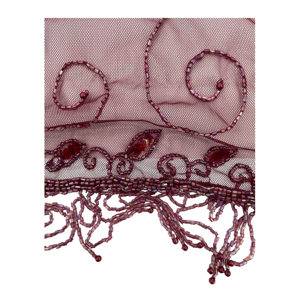Unbranded Women Cardigan Bolero Shrug Vintage Burgundy Mesh Beaded One Size - Picture 5 of 8